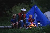 Father and sons camping